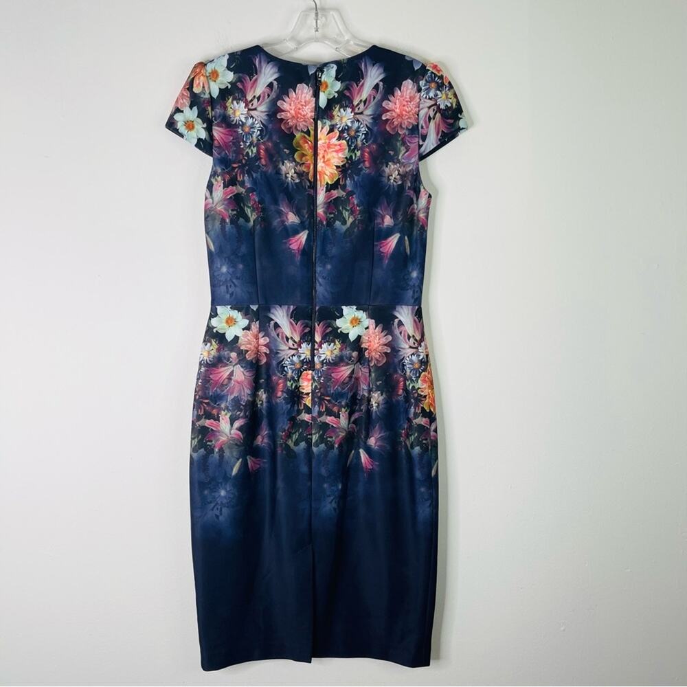 Betsey Johnson grey peach floral rockabilly gothic event midi dress 8 - Picture 5 of 6
